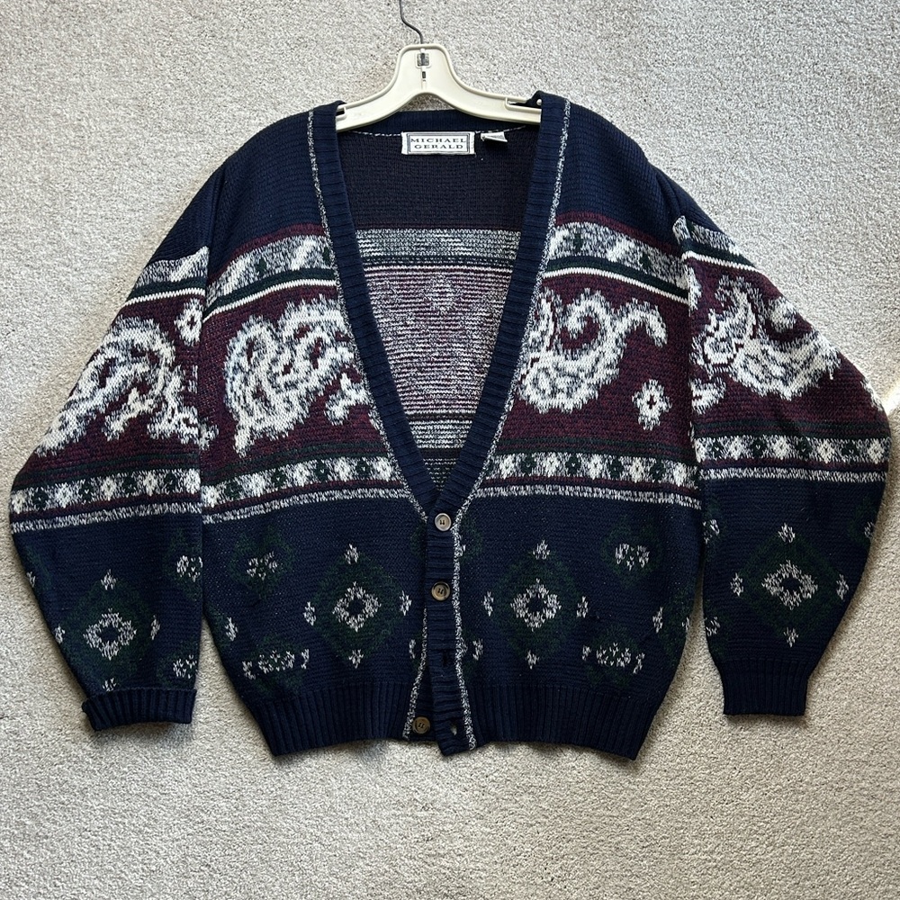 Vintage Patterned Cardigan Sweater
